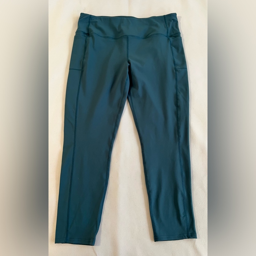Skechers Leggings Cropped Dark Green‎ Sz XXL Gym Training Women’s Pockets